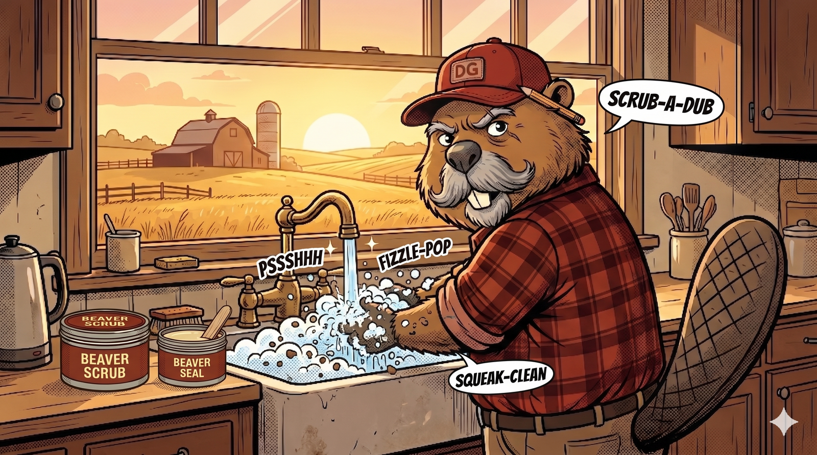 Dammit at the kitchen sink scrubbing his own paws